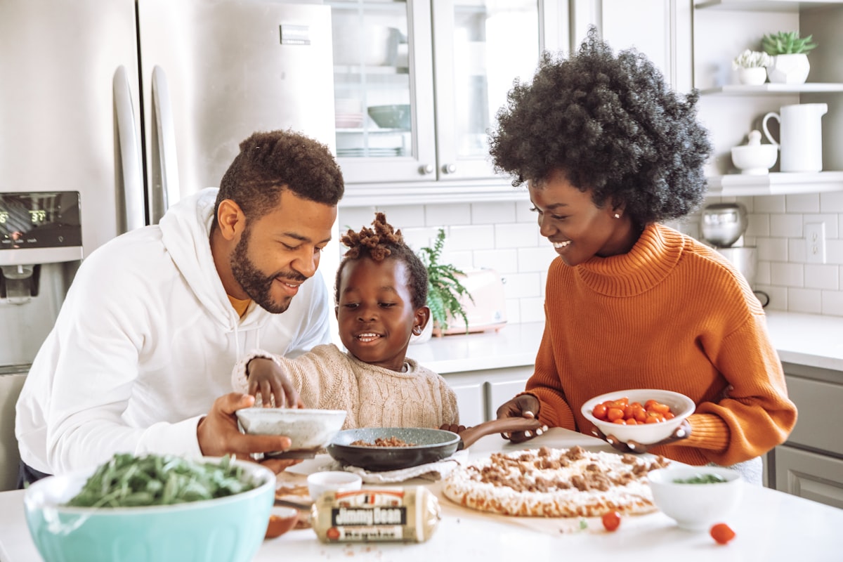 Family enjoying healthy meal together